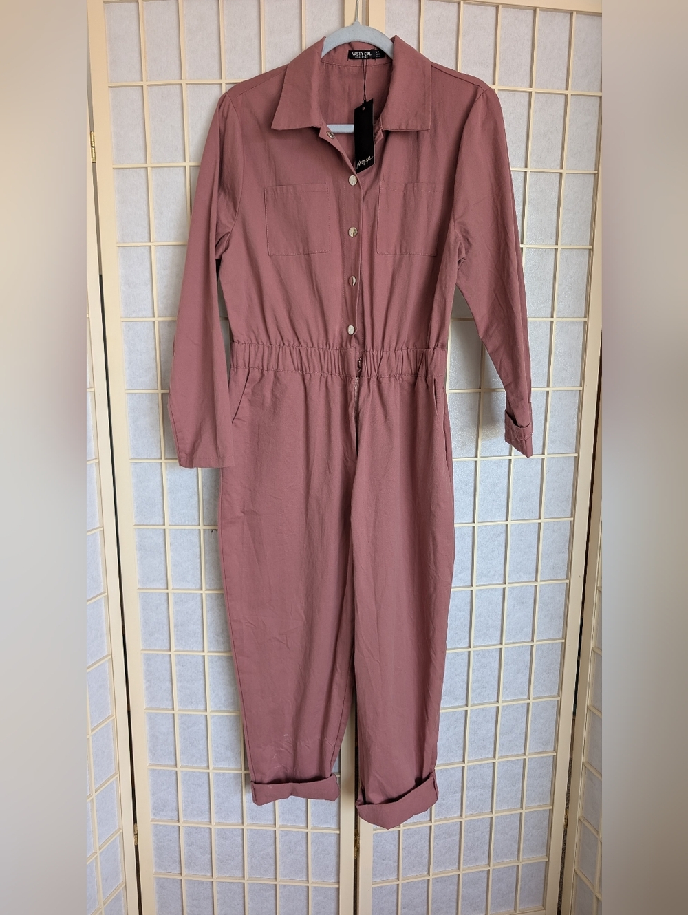 Nasty Gal Rose Utility Button-Front Jumpsuit